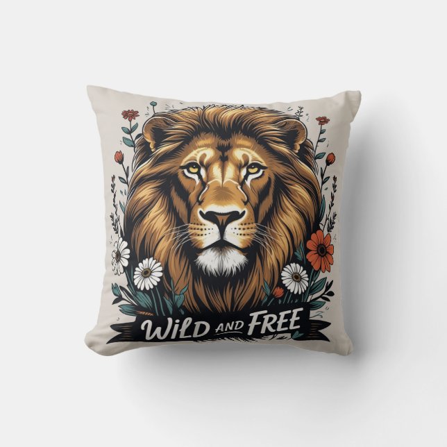 Almofada Leão selvagem e livre (2) (Frente)