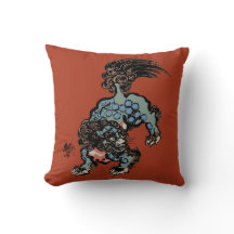 Leão Shi Chinês Antigo em Vermelho Chinês