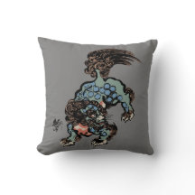Leão Shi Chinês Vintage em Cinza Médio