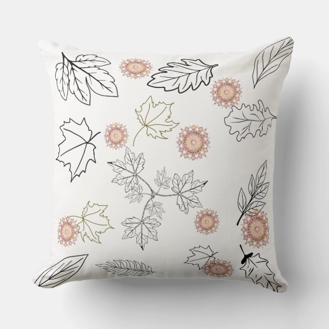 Almofada Leaves and Mandalas Pattern (Frente)