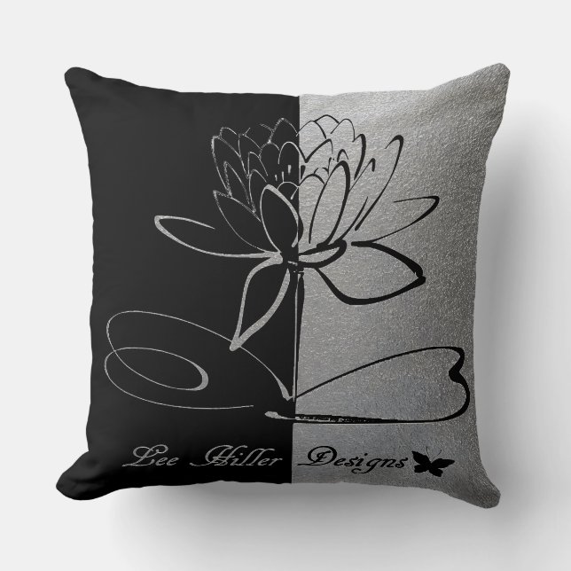 Almofada Lee Hiller Designs Logo Accents Black & Stainless (Frente)