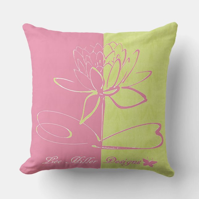 Almofada Lee Hiller Designs Logo Accents Pink Green  (Frente)