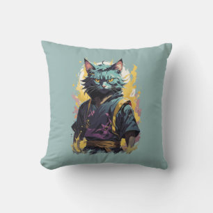 Almofada Legal fogo Cinza Ninja Cat Warrior