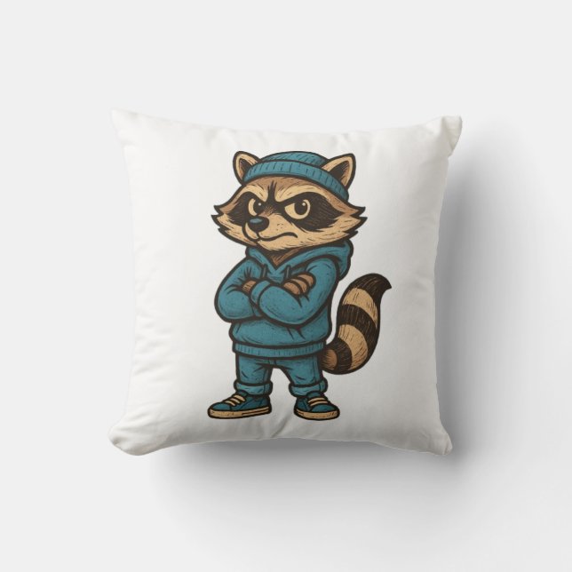 Almofada Legal Gangster Raccoon - Urban Streetwear Animal H (Frente)