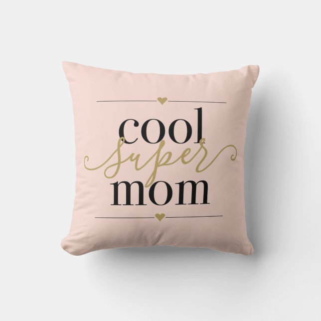 Almofada Legal Super-Mãe Moderna, Esmagadora, Rosa e Dourad (Frente)