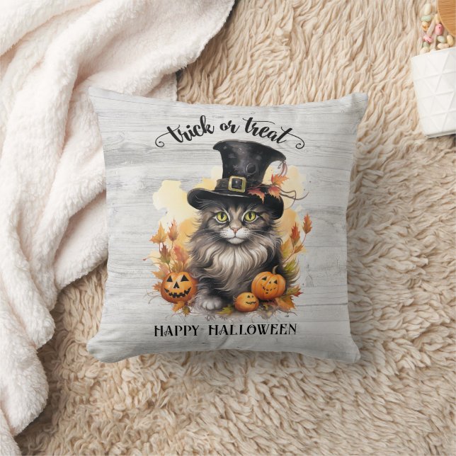 Almofada Legal Vintage Cat Rustic Halloween Personalizado (Cobertor)