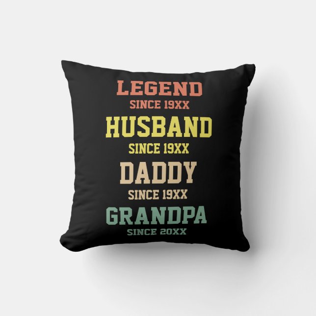 Almofada Legenda Retro Personalizada Avô Pai Marido (Frente)