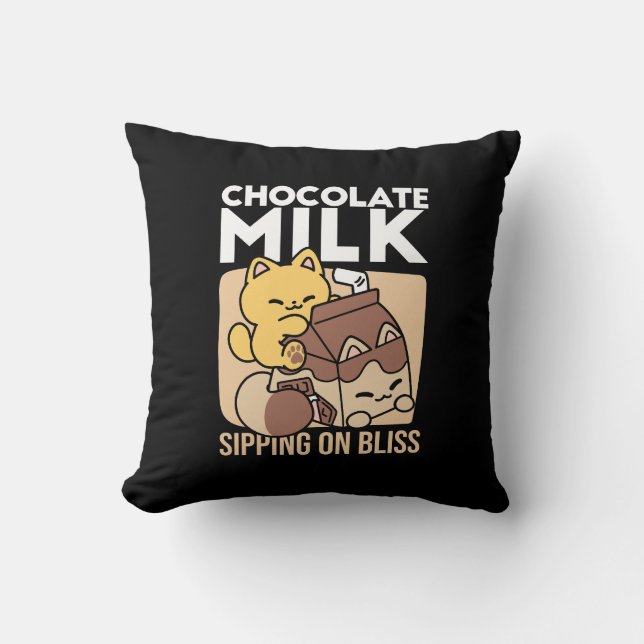 Almofada Leite de Chocolate Bebendo Felicidade – Comida de  (Frente)