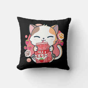 Almofada Leite de Morango Gato Kawaii Anime Neko Gift Girls