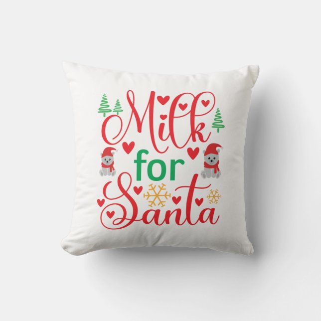 Almofada Leite Merry Xmas Para Papais noeis (Frente)