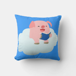 Almofada Leitor bonito do porco dos desenhos animados no