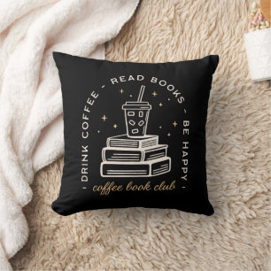 Almofada Leitura de café de livro cita estética acadêmica e