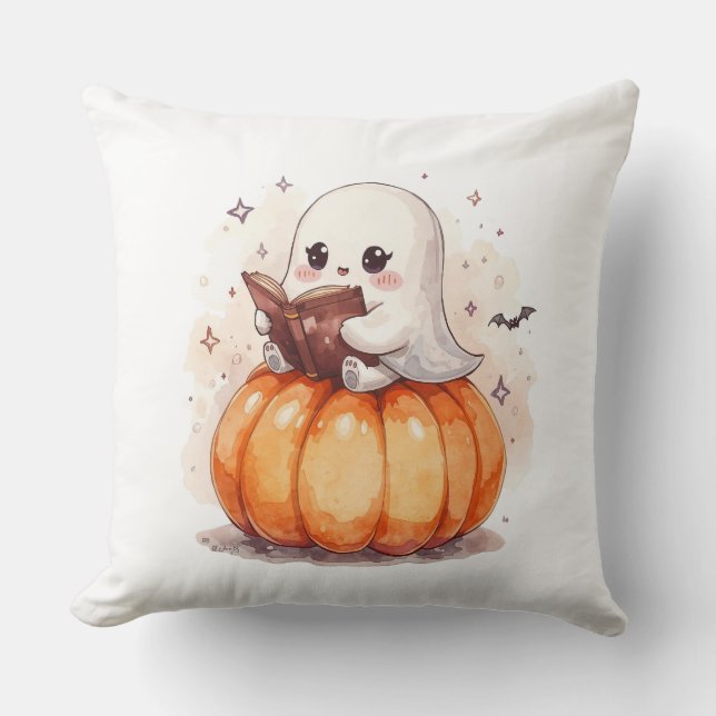 Almofada Leitura Fantasma Cute Spooky - Pumpkin Cozy Hallow (Frente)