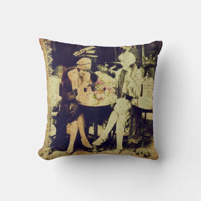 Almofada Lembrança do vintage do café exterior (Frente)