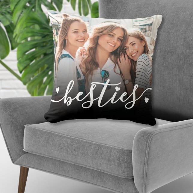 Almofada Lembrança Personalizada de Fotos dos Melhores Amig (Custom Best Friends 2 Photo Keepsake Throw Pillow)