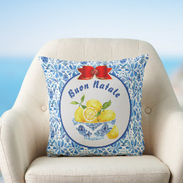 Almofada Lemon Azulejo Buon Natale Arco Azul Vermelho