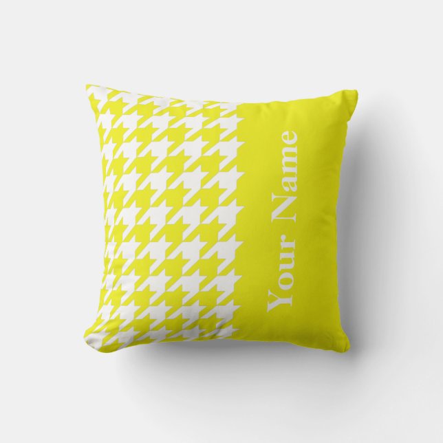 Almofada Lemon Elegant Houndstooth com nome (Frente)