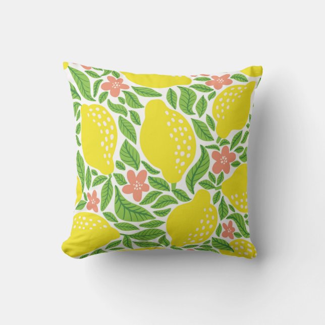 Almofada Lemon fruit pattern. Seamless summer citrus patter (Frente)