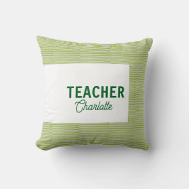 Almofada Lemon green white stripes teacher professor name c