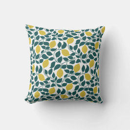 Almofada Lemon & Leaf Estampa Totalmente Desenhada à Mão
