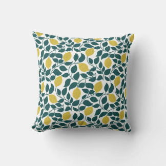 Almofada Lemon & Leaf Estampa Totalmente Desenhada à Mão