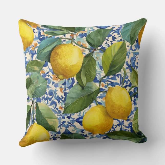 Almofada Lemon Mediterranean Decorative Throw Pillow  (Verso)