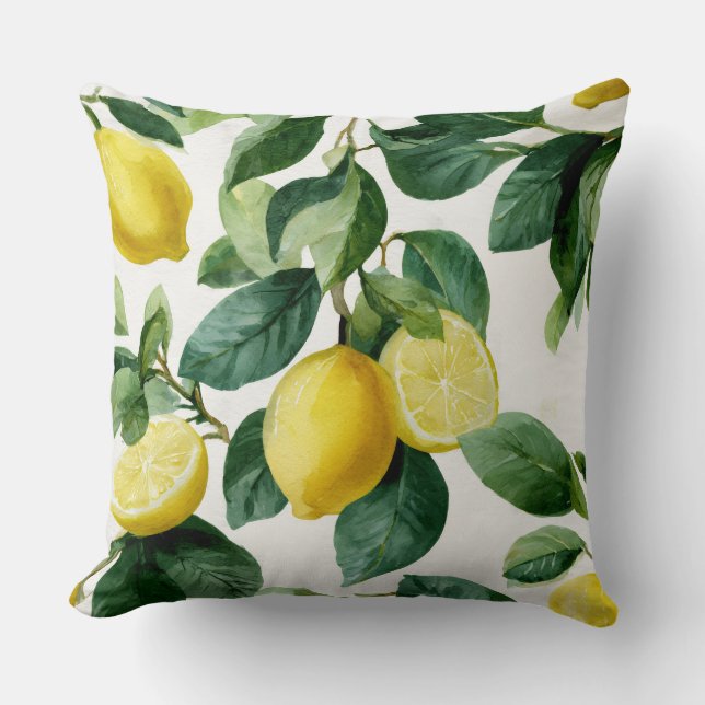 Almofada Lemons And Leaves Decorative Throw Pillow  (Frente)