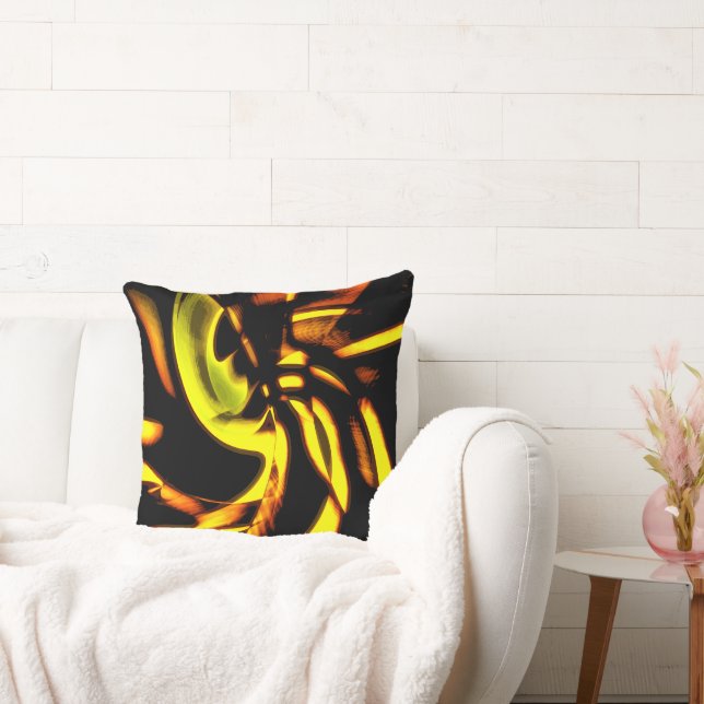 Almofada Lenhura digital com manchas curvas em amarelo a ca (Sofá)