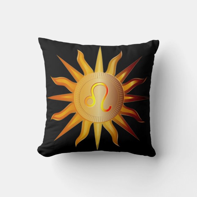 Almofada Leo Sun Fire Sign Birth Mês Vermelho e Dourado (Frente)