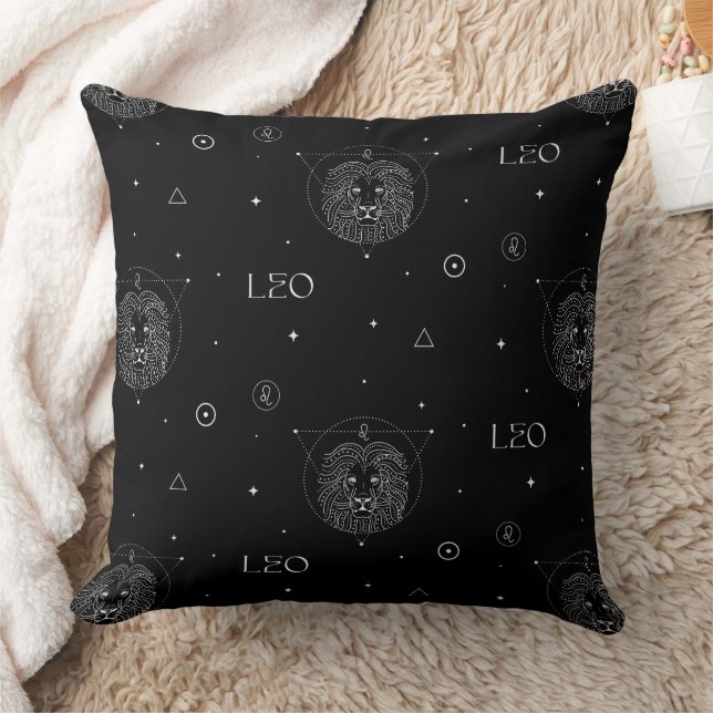 Almofada Leo Zodiac Pattern in Black and White (Cobertor)