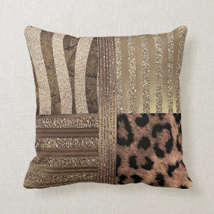 Almofada Leoa Safari Chic Selva Ouro Moderno Brilho