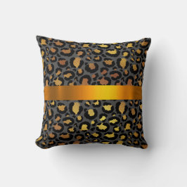 Almofada Leopard Animal Black Honey Dourada Stripe Africano