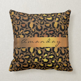 Almofada Leopard Animal Black Lux Dourado Stripe Nome Áfric