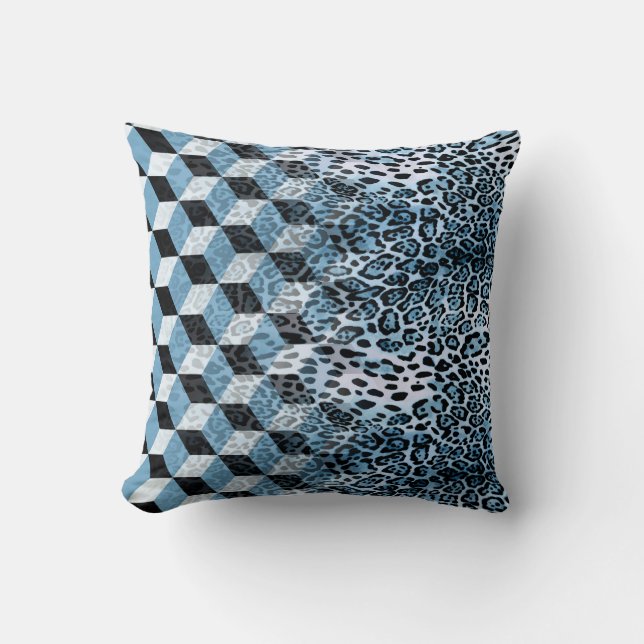 Almofada Leopard Geométrico, Design de Pele Animal. (Frente)