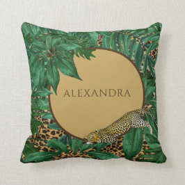 Almofada Leopard Padrão Selva Verde Folha Pessoal