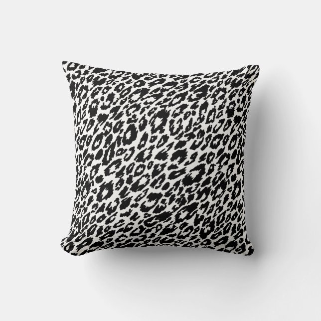 Almofada Leopardo Clássico Negro e Branco (Frente)