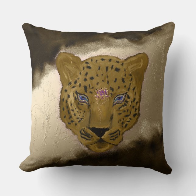 Almofada Leopardo com Geodo Marrom (Frente)