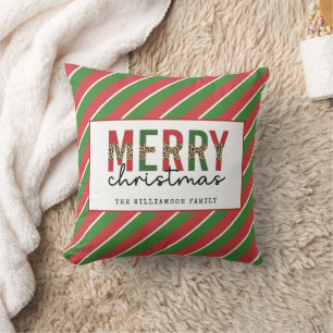 Almofada Leopardo do Natal Moderno Imprime Greve Verde Verm