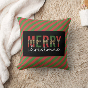 Almofada Leopardo do Natal Moderno Imprime Greve Verde Verm