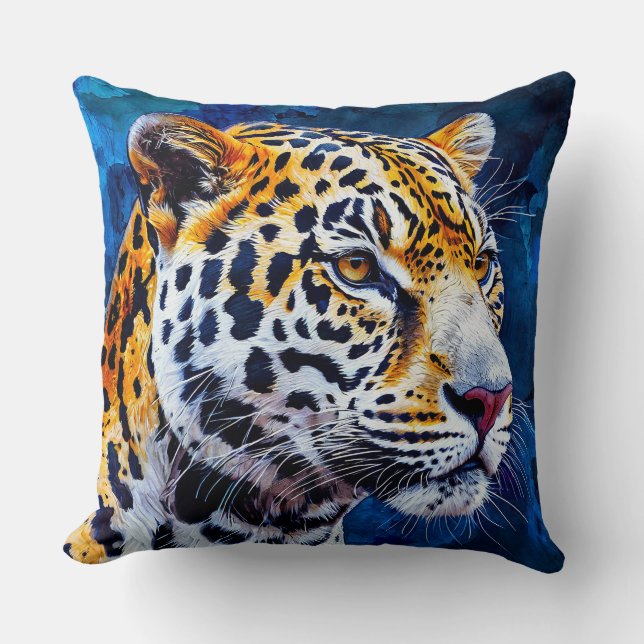 Almofada Leopardo em fundo azul (Frente)