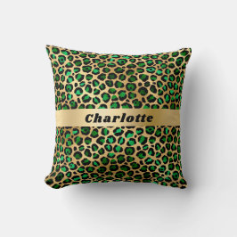 Almofada Leopardo esmeraldo dourado verde chita