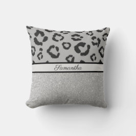 Almofada Leopardo Imprime Chita Glitter Prata