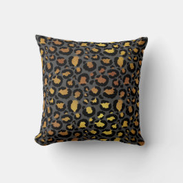 Almofada Leopardo Negro Mel Dourado Grafite Africano