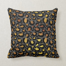 Almofada Leopardo Negro Mel Dourado Grafite Africano