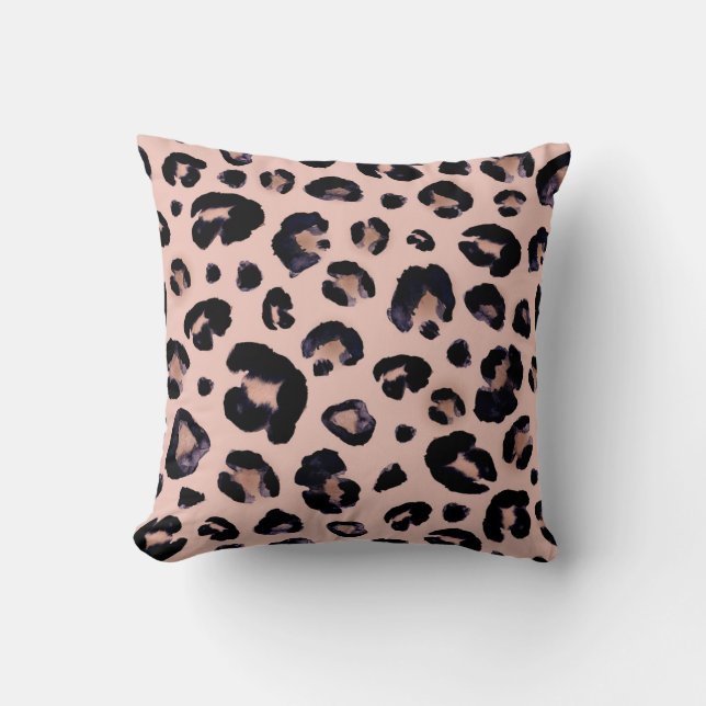 Almofada Leopardo Neve, Textura Desenhada À Mão. (Frente)