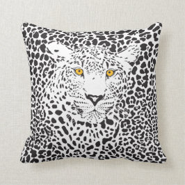 Almofada Leopardo Preto e Branco Em Manchas