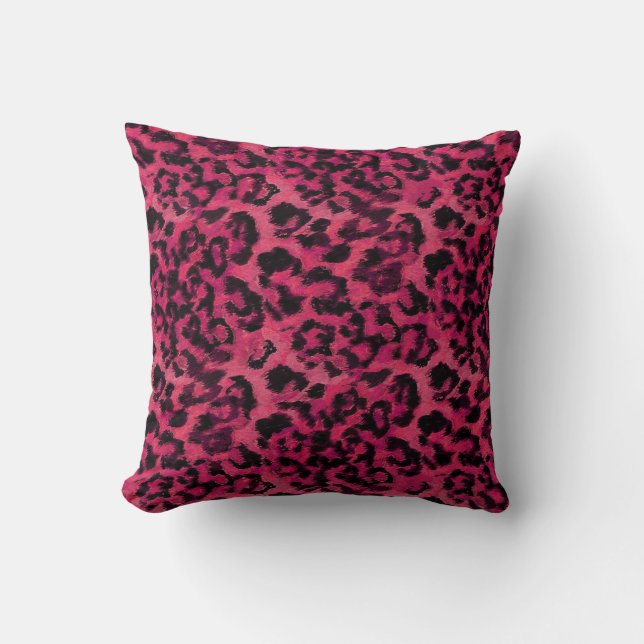 Almofada Leopardo rosa-claro e preto (Frente)
