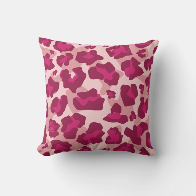 Almofada Leopardo rosa e vermelho (Frente)