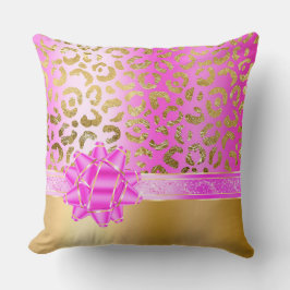 Almofada Leopardo rosa-rosa Dourado e Fúchsia, Faixa de Fri