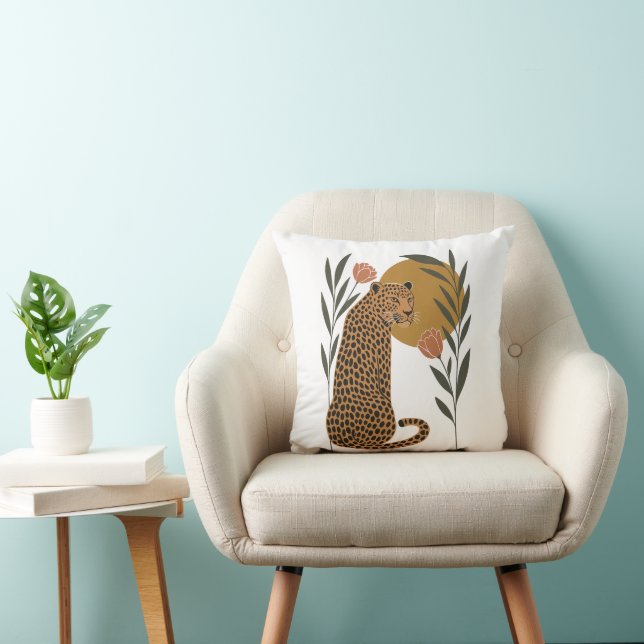Almofada Leopardo Soldado - Arte da Selva Botânica (Cadeira)